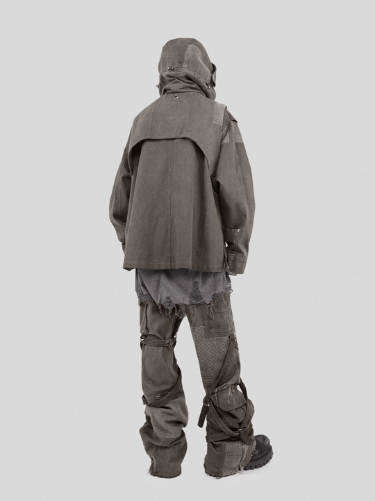 UNDERWATER Scavenger Bandage Mesh Patchwork Pocket Cargo Work Pants