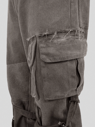 UNDERWATER Scavenger Bandage Mesh Patchwork Pocket Cargo Work Pants