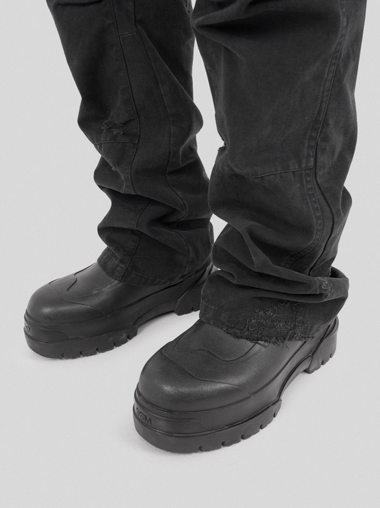 UNDERWATER Needle Embroidery Distressed Flared Cargo Work Pants