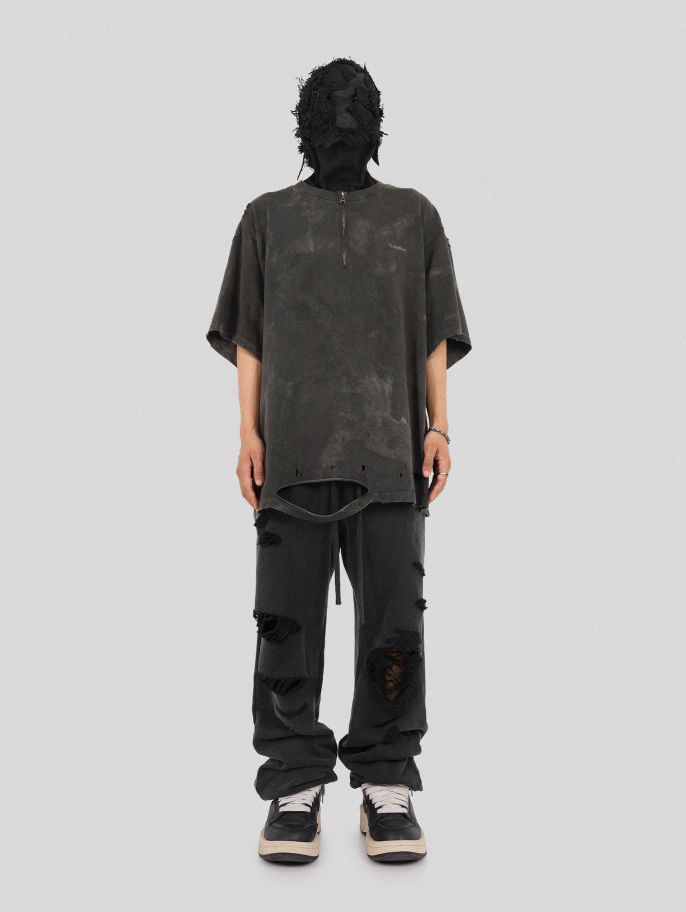 UNDERWATER Destroyed Messy Needle Embroidery Sweatpants