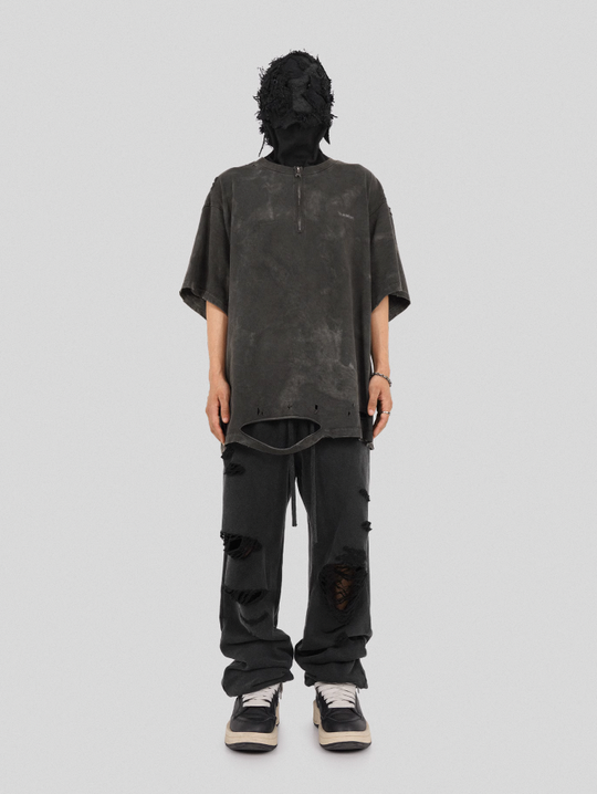 UNDERWATER Destroyed Messy Needle Embroidery Sweatpants