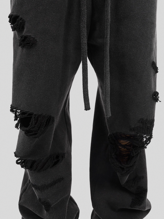 UNDERWATER Destroyed Messy Needle Embroidery Sweatpants