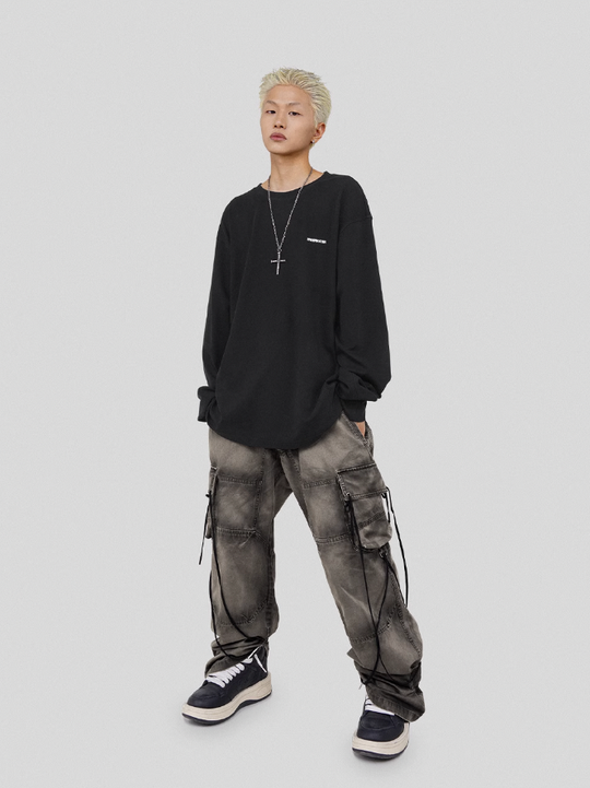 UNDERWATER Washed Multi Pocket Adjustable Cargo Work Pants