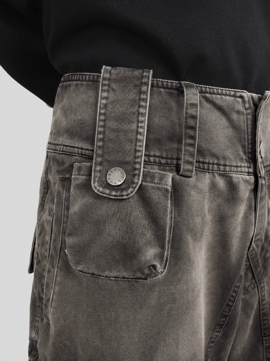 UNDERWATER Washed Multi Pocket Adjustable Cargo Work Pants