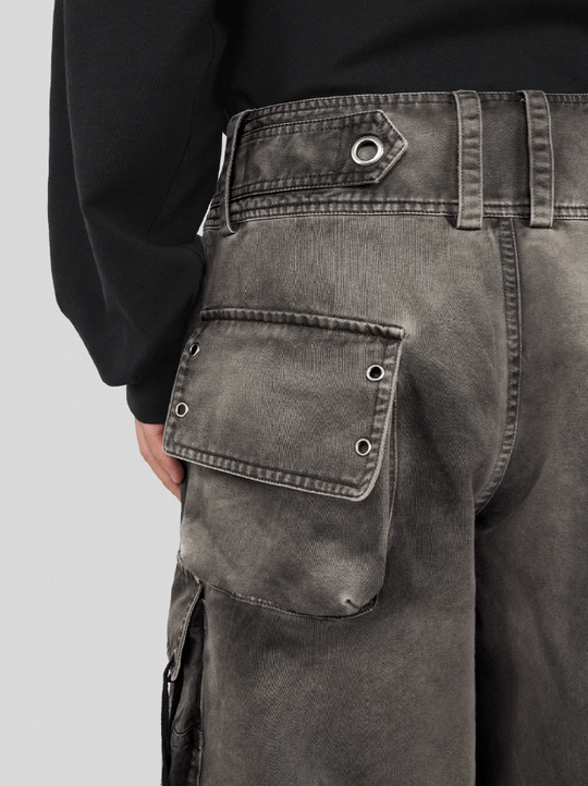 UNDERWATER Washed Multi Pocket Adjustable Cargo Work Pants