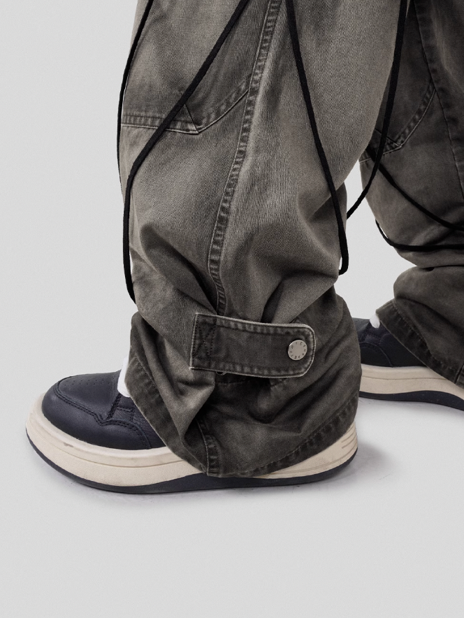 UNDERWATER Washed Multi Pocket Adjustable Cargo Work Pants