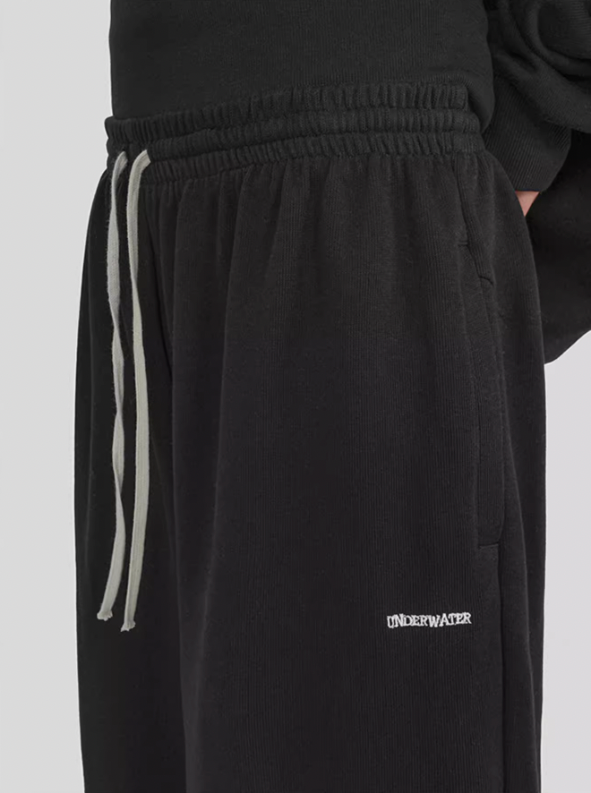 UNDERWATER Washed Basic Logo Embroidered Sweatpants