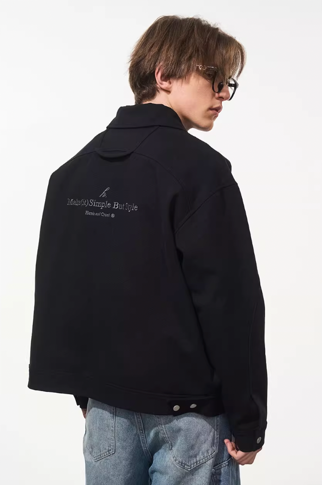 Harsh and Cruel Embroidered Logo Lapel Jacket