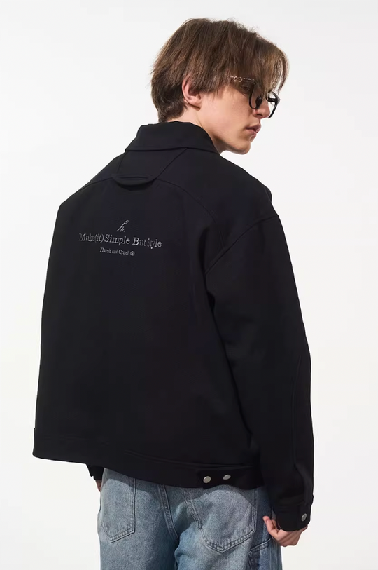 Harsh and Cruel Embroidered Logo Lapel Jacket