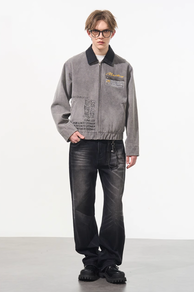 Harsh and Cruel Washed Retro Printed Jacket