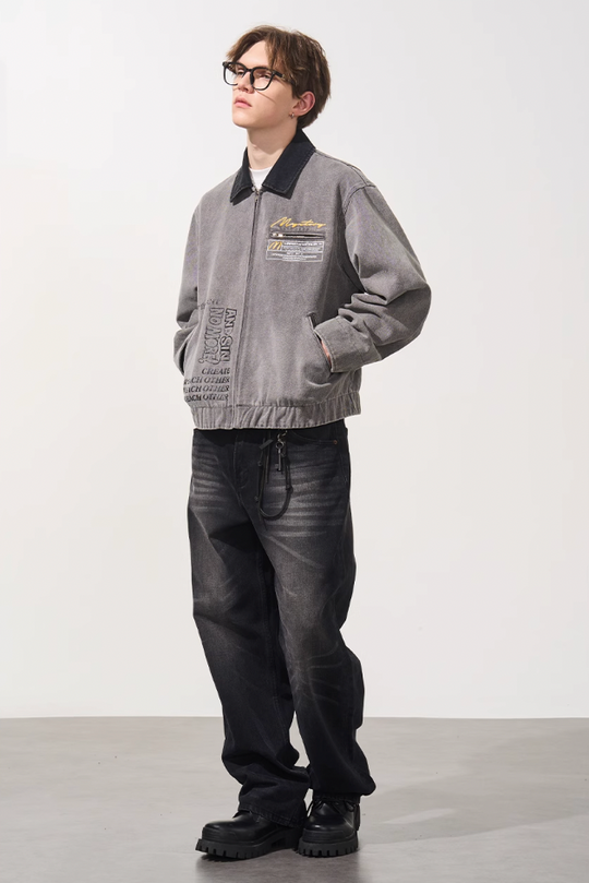 Harsh and Cruel Washed Retro Printed Jacket