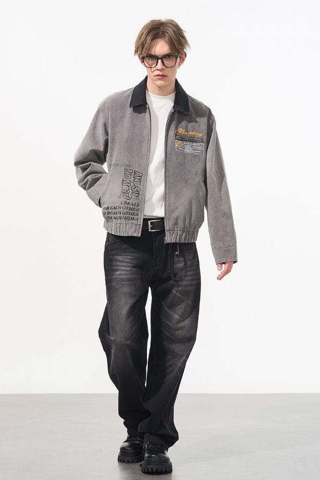 Harsh and Cruel Washed Retro Printed Jacket