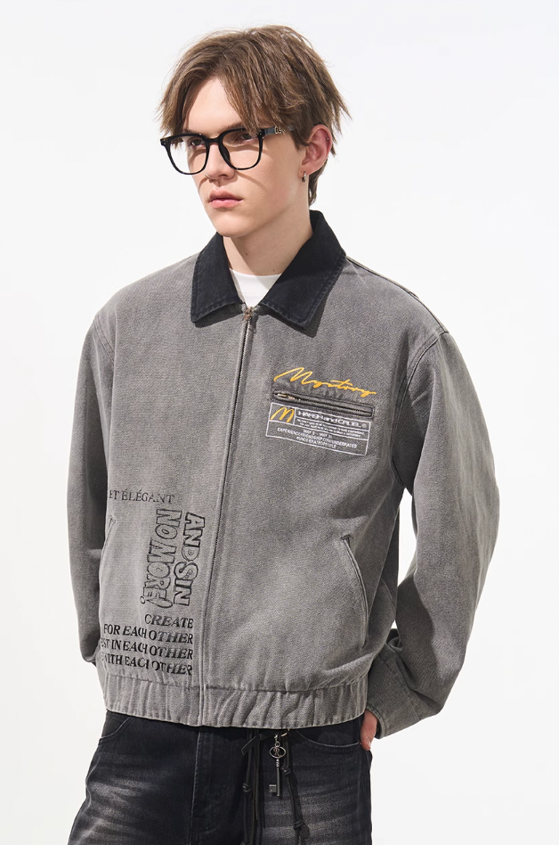 Harsh and Cruel Washed Retro Printed Jacket