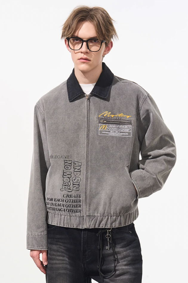 Harsh and Cruel Washed Retro Printed Jacket