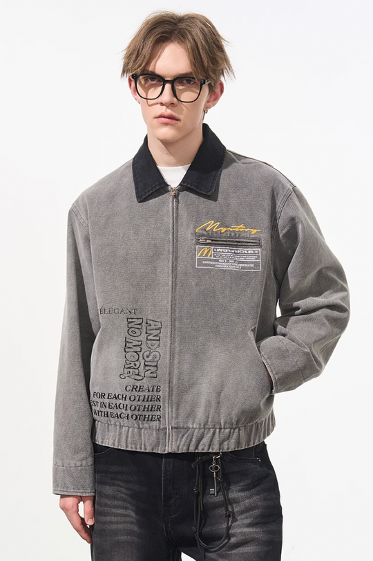 Harsh and Cruel Washed Retro Printed Jacket