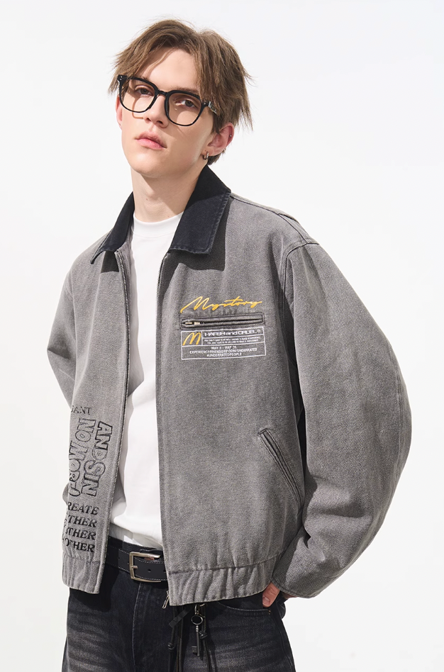 Harsh and Cruel Washed Retro Printed Jacket