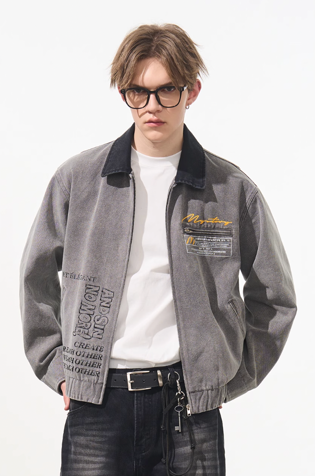 Harsh and Cruel Washed Retro Printed Jacket