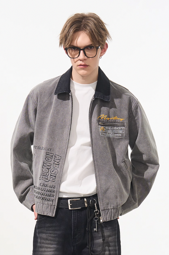 Harsh and Cruel Washed Retro Printed Jacket