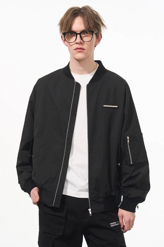 Harsh and Cruel Nylon Zipper Bomber Jacket