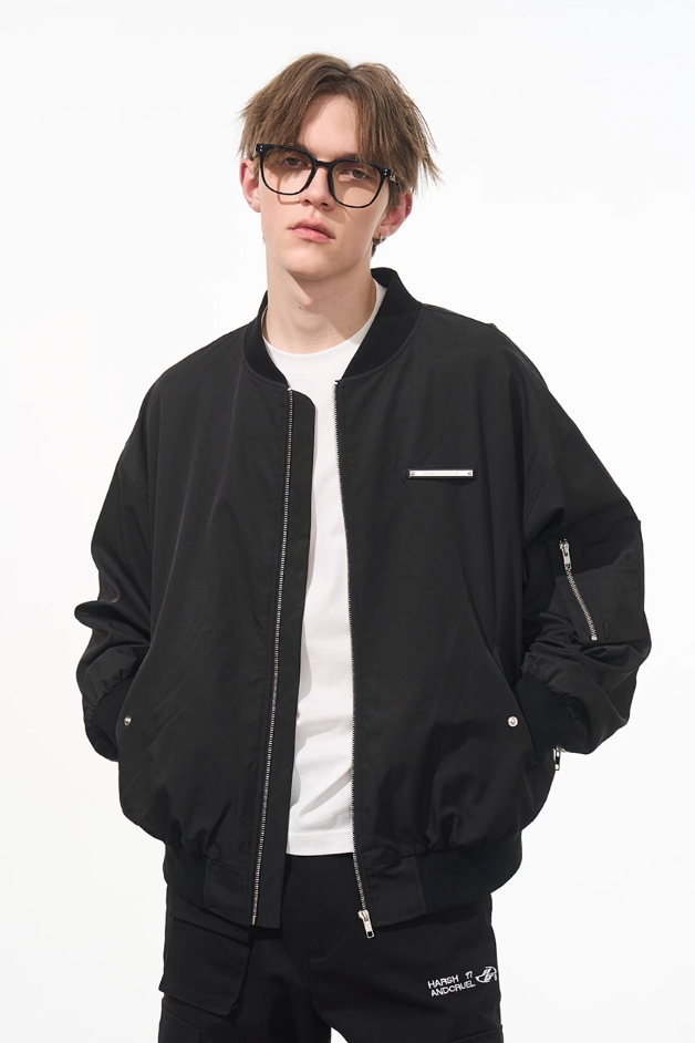 Harsh and Cruel Nylon Zipper Bomber Jacket