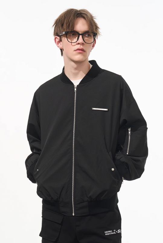 Harsh and Cruel Nylon Zipper Bomber Jacket