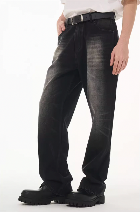 Harsh and Cruel Washed Straight Embroidered Denim