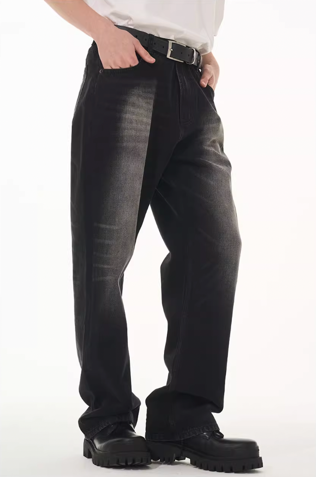 Harsh and Cruel Washed Straight Embroidered Denim