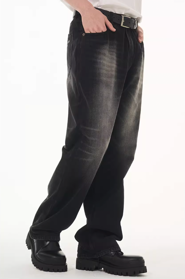 Harsh and Cruel Washed Straight Embroidered Denim