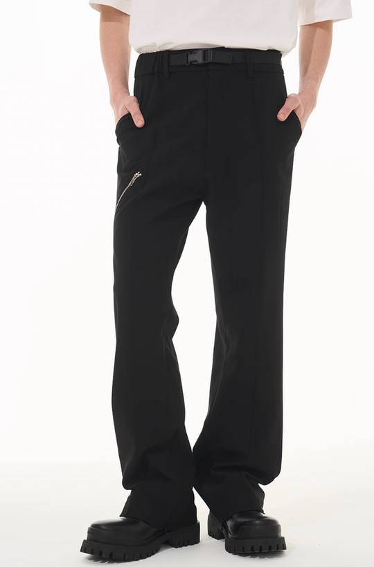 Harsh and Cruel Zipper Boot Cut Buckle Pants