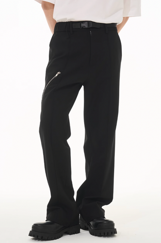 Harsh and Cruel Zipper Boot Cut Buckle Pants