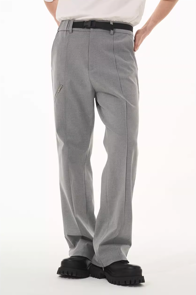 Harsh and Cruel Zipper Boot Cut Buckle Pants