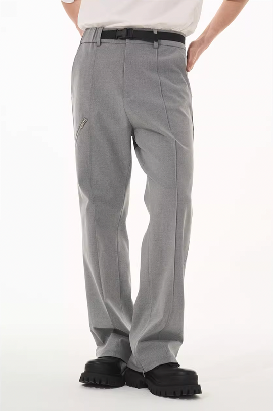 Harsh and Cruel Zipper Boot Cut Buckle Pants