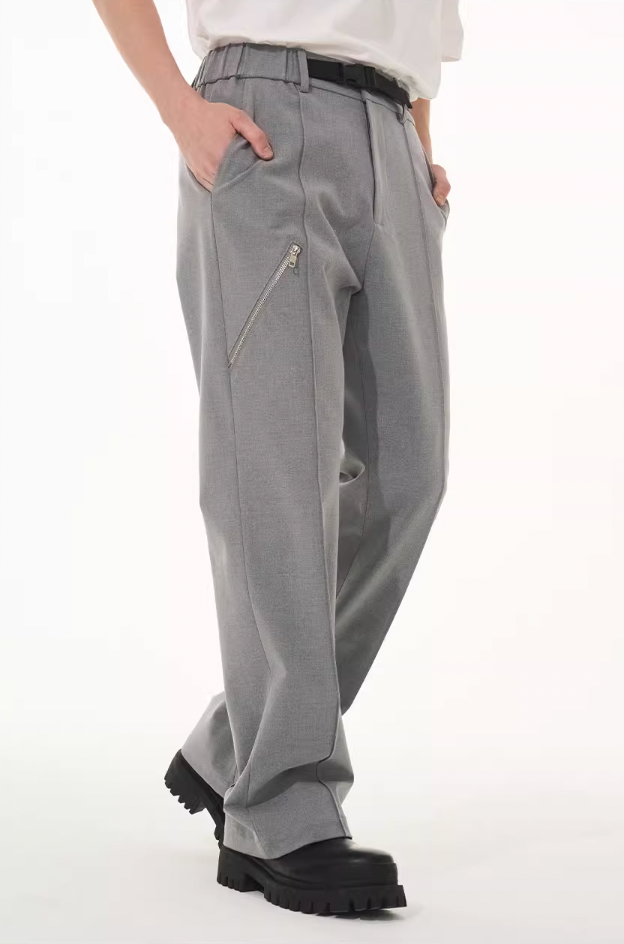 Harsh and Cruel Zipper Boot Cut Buckle Pants