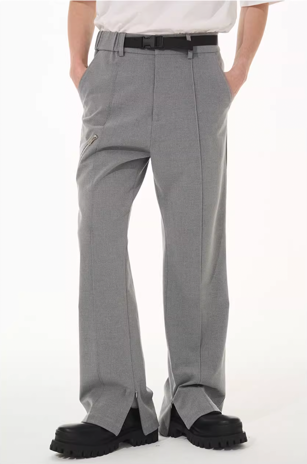 Harsh and Cruel Zipper Boot Cut Buckle Pants