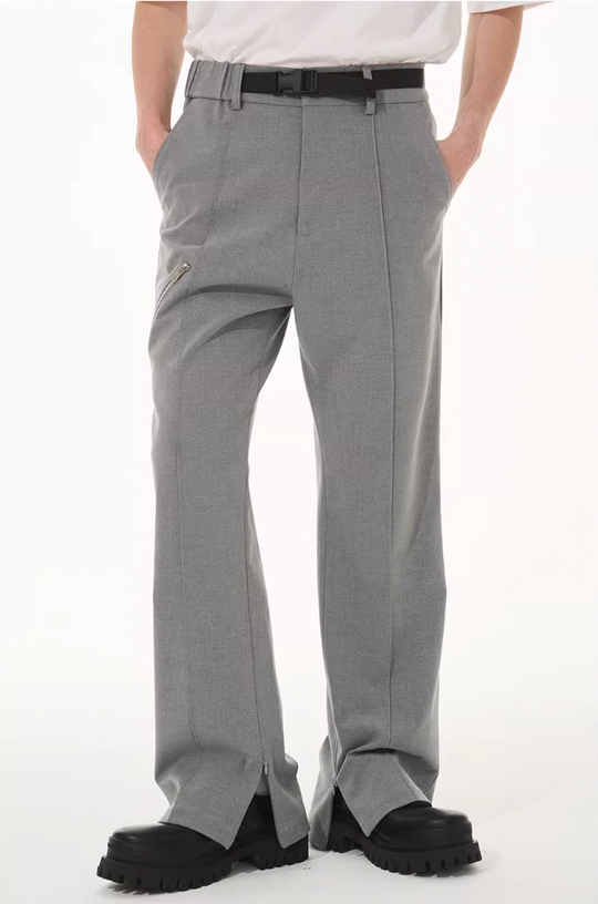 Harsh and Cruel Zipper Boot Cut Buckle Pants