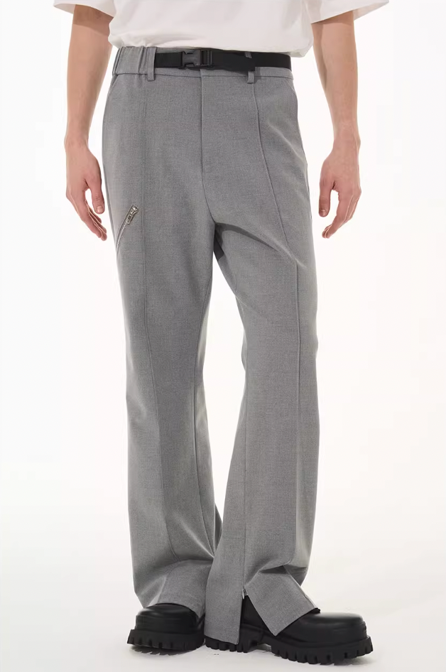 Harsh and Cruel Zipper Boot Cut Buckle Pants