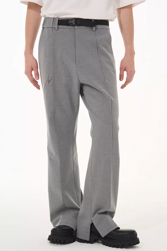 Harsh and Cruel Zipper Boot Cut Buckle Pants