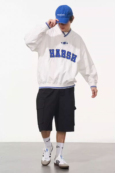 Harsh and Cruel V-Neck Embroidered Baseball Jersey