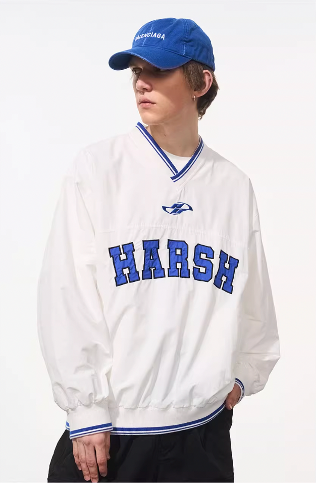 Harsh and Cruel V-Neck Embroidered Baseball Jersey