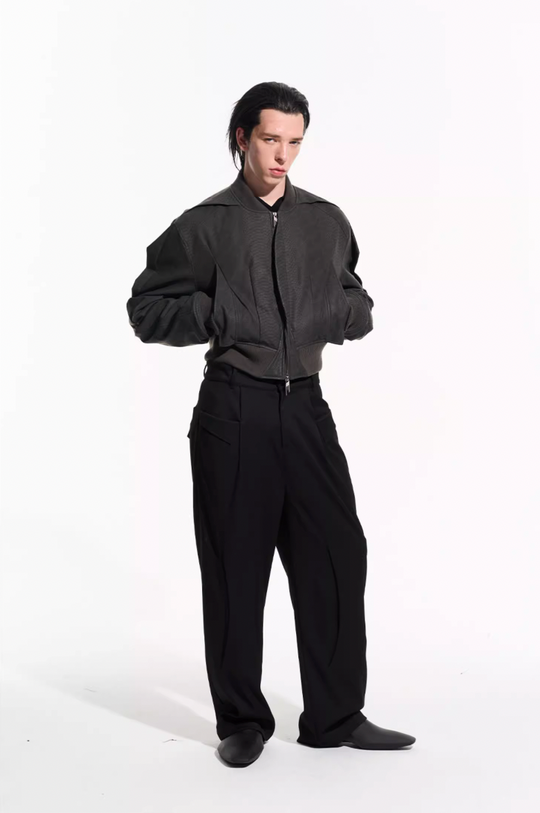 BLIND NO PLAN Fly Leather Short MA-1 Jacket