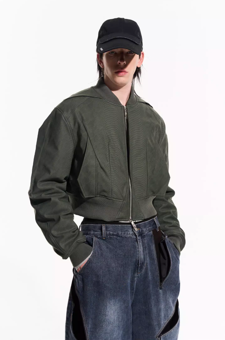 BLIND NO PLAN Fly Leather Short MA-1 Jacket