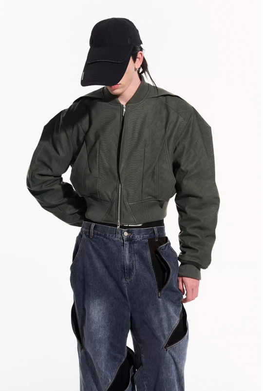 BLIND NO PLAN Fly Leather Short MA-1 Jacket