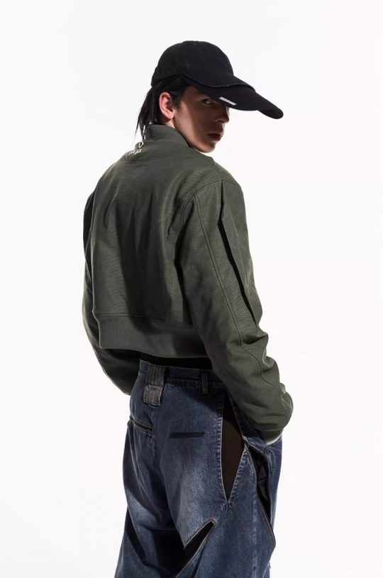 BLIND NO PLAN Fly Leather Short MA-1 Jacket