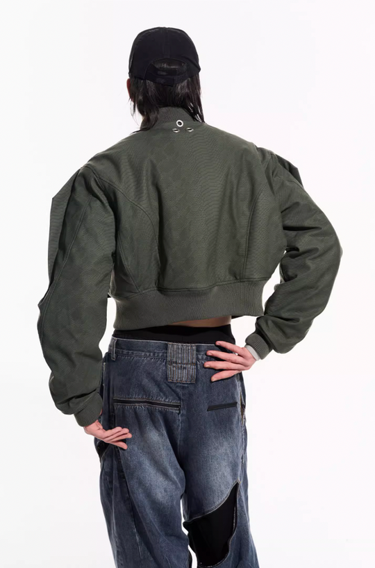 BLIND NO PLAN Fly Leather Short MA-1 Jacket