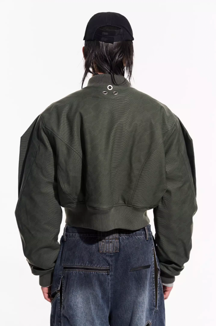 BLIND NO PLAN Fly Leather Short MA-1 Jacket