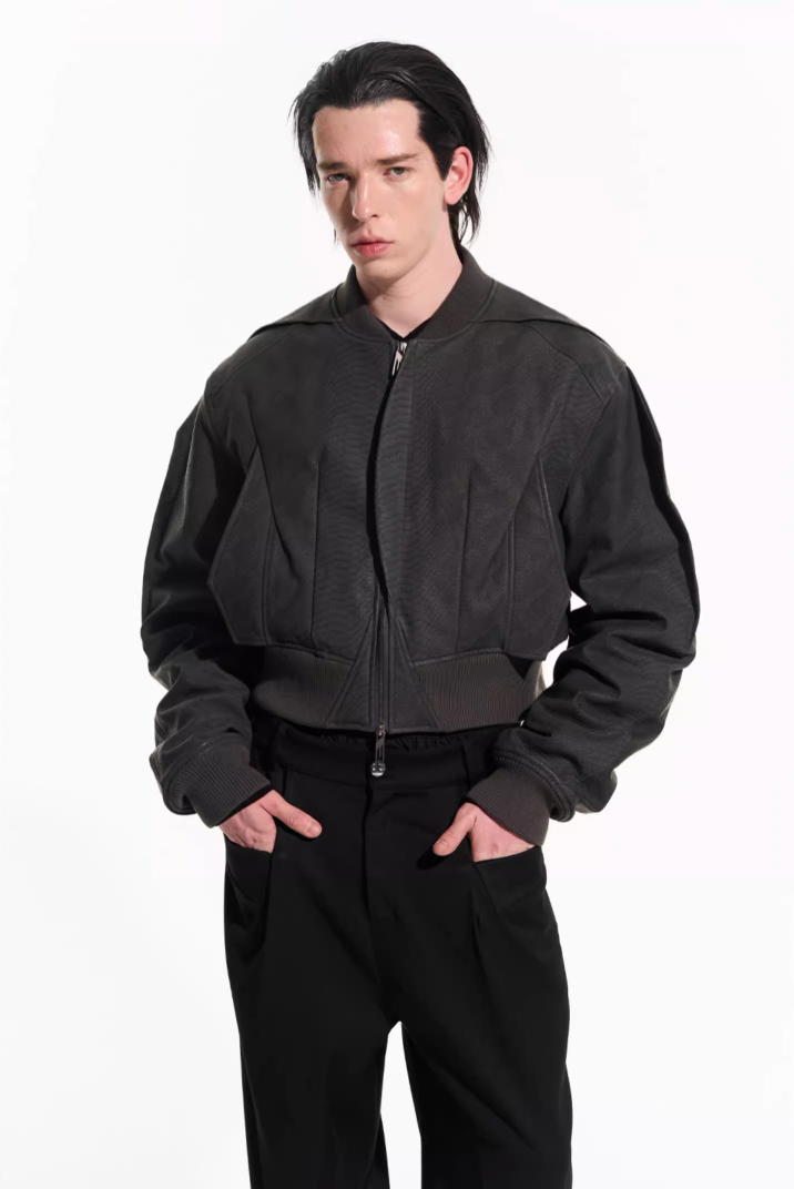 BLIND NO PLAN Fly Leather Short MA-1 Jacket