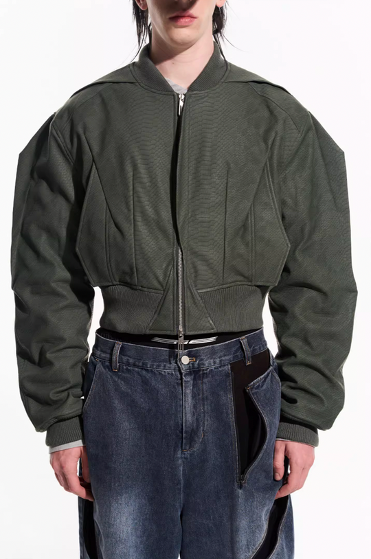 BLIND NO PLAN Fly Leather Short MA-1 Jacket