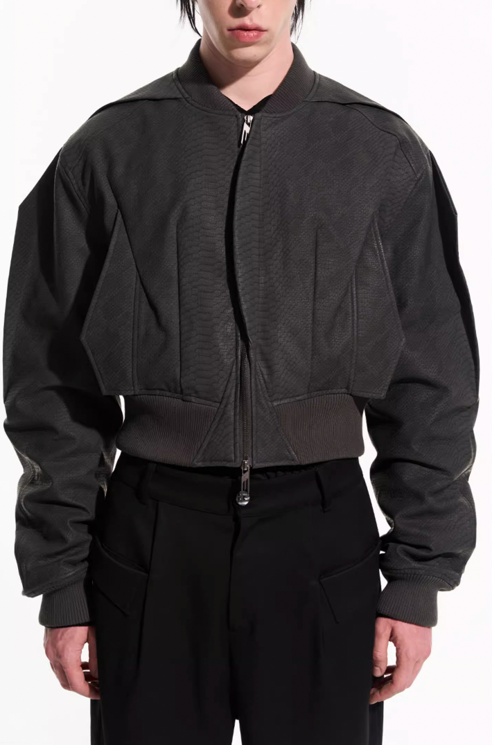 BLIND NO PLAN Fly Leather Short MA-1 Jacket