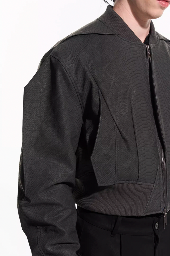 BLIND NO PLAN Fly Leather Short MA-1 Jacket