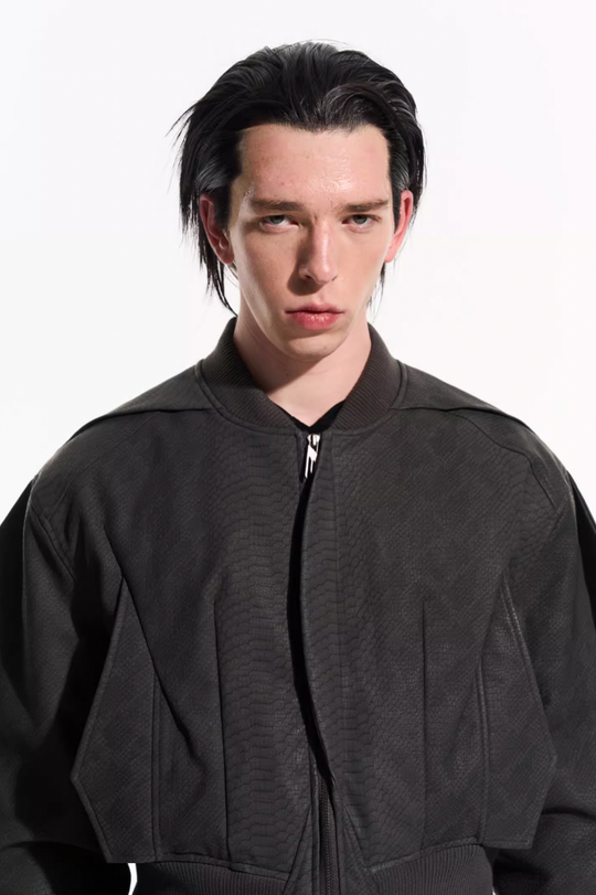 BLIND NO PLAN Fly Leather Short MA-1 Jacket